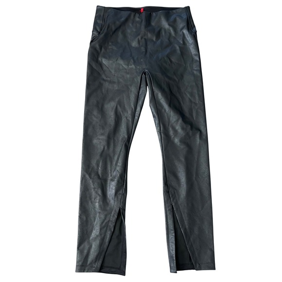 SPANX Pants - Spanx Faux Leather Split Leg Pants Sz 1X Black Going Out Baddie Plus Size